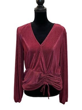 Absolutely Famous Burgundy Ruched Top